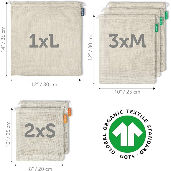 Reusable Mesh Produce Bags (6 bags - 3 sizes) - Picture 2 of 5